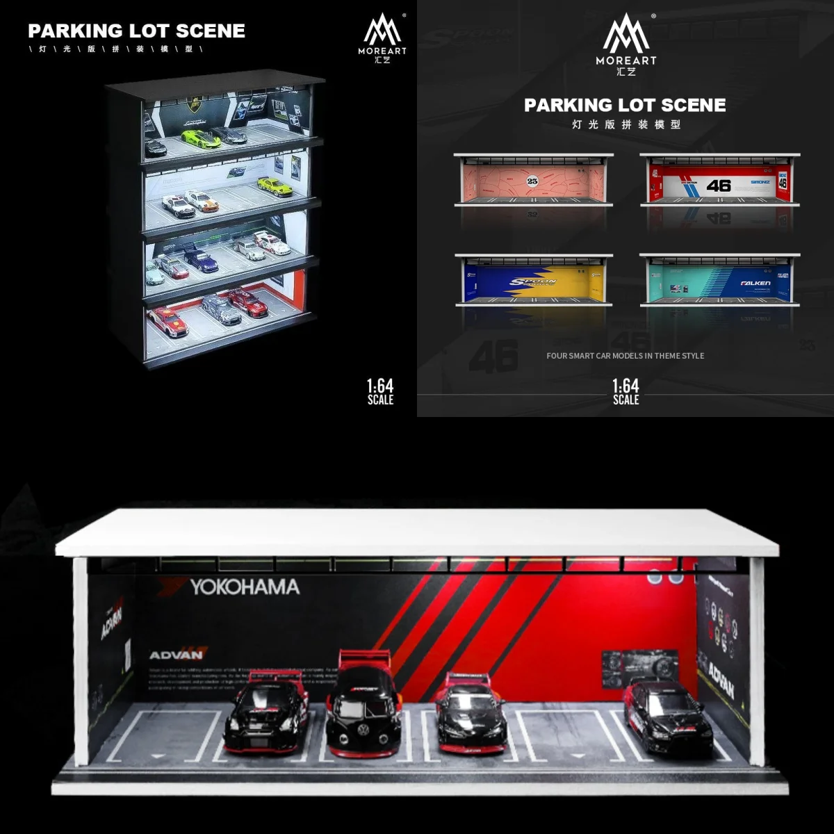 MoreArt&ampTimeMicro 1:64 Mazda Honda Yokohama Lamborghini RocketBunny сборка диорамы светодиодное освещение