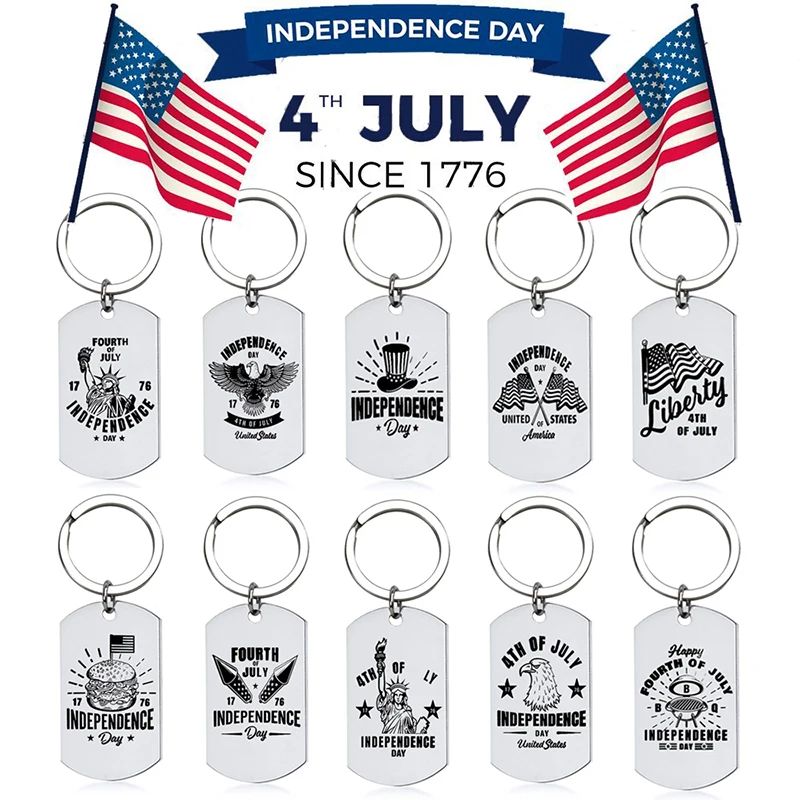 Новинка 2023, брелок для ключей в честь Дня независимости США, флаг США, голова Орла, подвеска из нержавеющей стали, брелок для ключей для мужчин