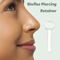 5 pcs bio plastic flat top retainer clear nose studs piercings bone shape 20gauge 18gauge nostril pierced body jewelry