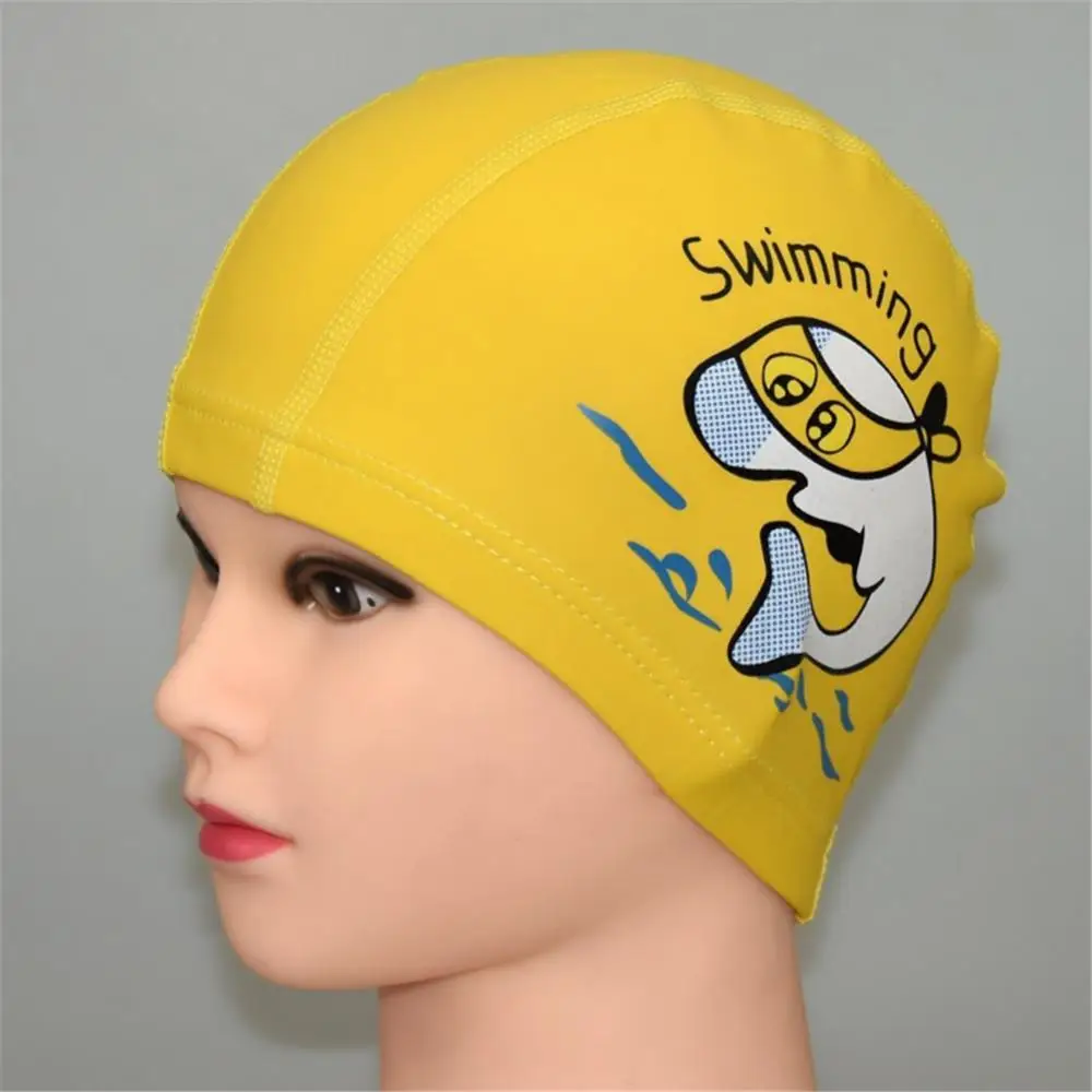 2/3/4PCS On Sale Children Swimming Cap Durable Cute Bathing Caps Cartoon High Quality For Children Kids Pu Coated