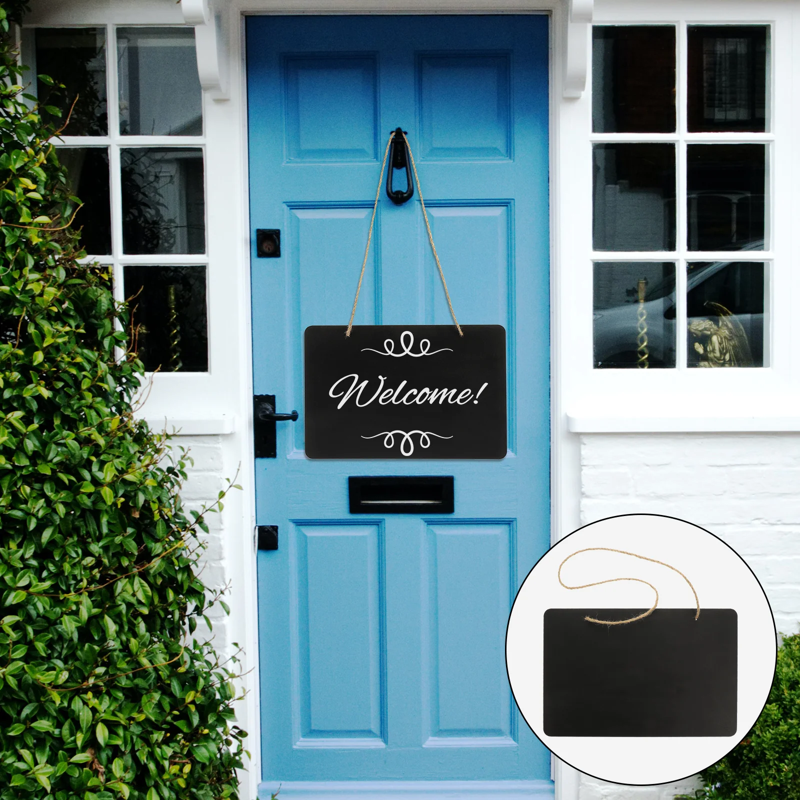 

Sign Front Door Message Board Erasable Chalkboard Blank Pendant Rope Hanging Wooden blackboard