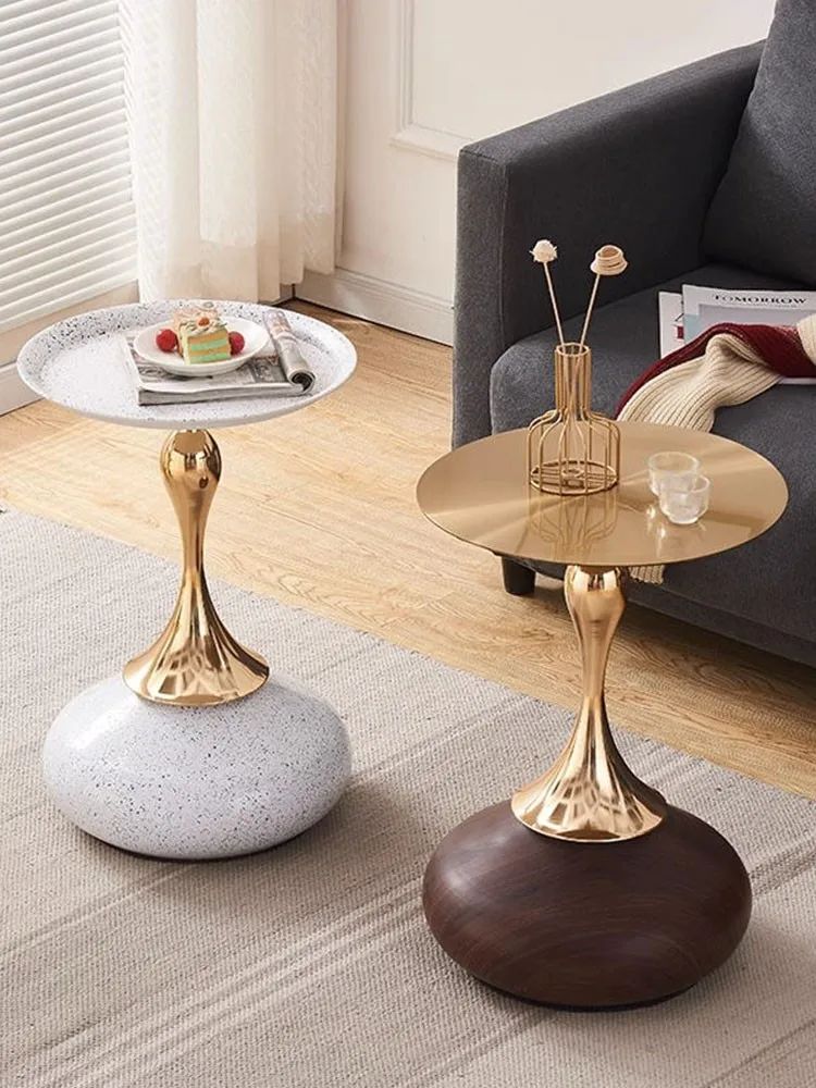 

Italian Light Luxury Living Room Small Coffee Table Corner Small Waist Edge Creative European Sofa Small Round Coffee Table