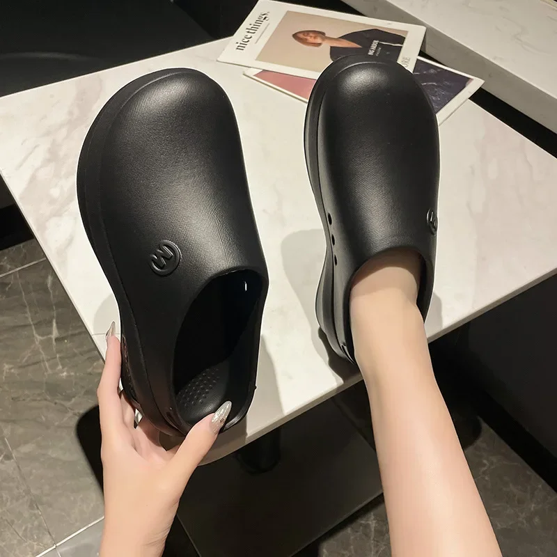 Сандалии женские на толстой подошве легкие Нескользящие высокий каблук кухонная