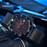 parnsrpe automatic watch mens nh35a mens mechanical watch black red dial diving watch 50m