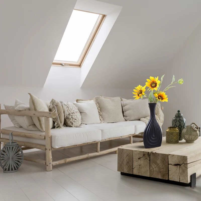 Скандинавская черная керамическая ваза простой креативный фарфоровый матовый