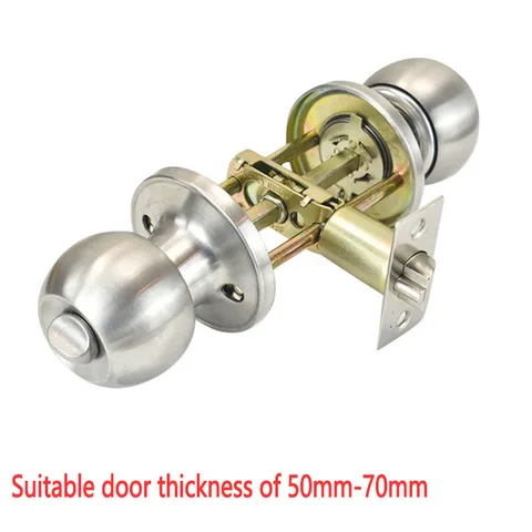 Круглая ручка для входной двери, ручка из нержавеющей стали с 3 ключами для спальни, гостиной