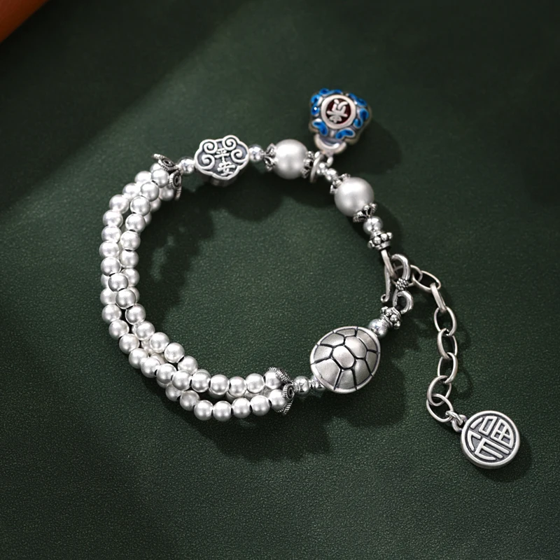 ZABRA 999 чистый серебряный богатый Броневой односторонний браслет для женщин ретро