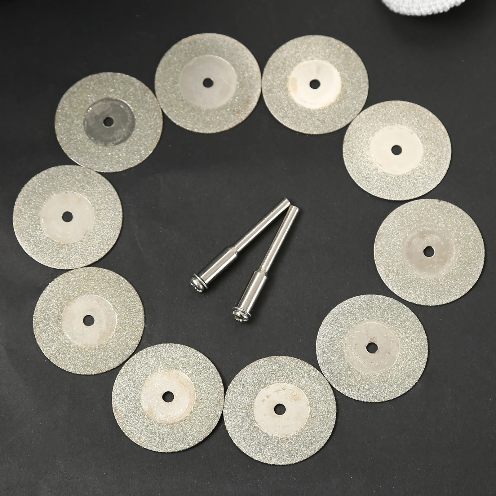 

10pcs/set 30mm Diamond Cutting Discs +2 Arbor Shaft CutOff Blade Drill Bit Dremel Accessories Rotary Tool Abrasive Cut Metal