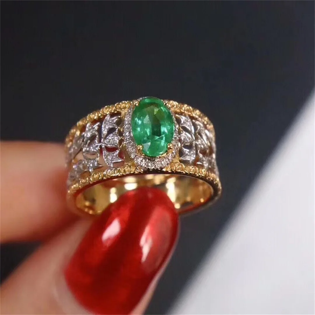 

Engagement Ring Sterling Silver 925 Emerald Ring Ladies Luxury Natural Gemstone Jewelry Wedding Gift Boutique Free shipping