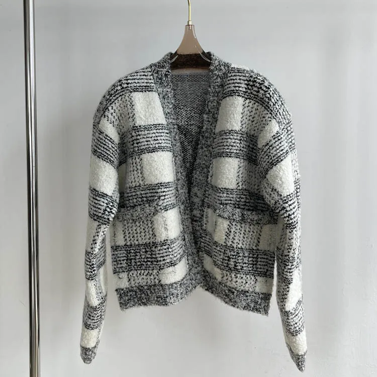 

Женский кардиган с V-образным вырезом, кашемировый свитер с длинным рукавом, весна 2022