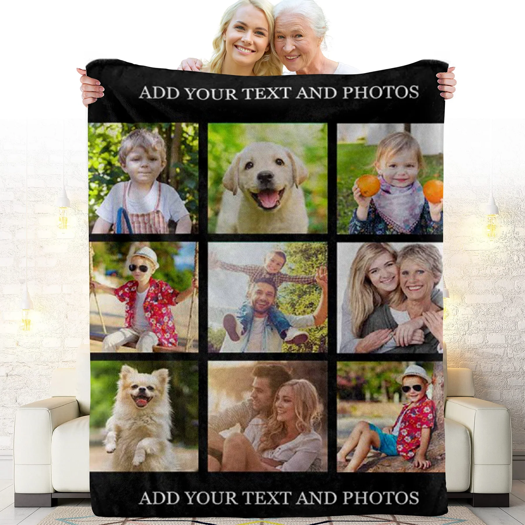 Купи Custom Flannel Throw Blanket Personalized Diy Pictures Decorative Blankets For Sofa And Bed Family Photo Gift For Family за 1,663 рублей в магазине AliExpress