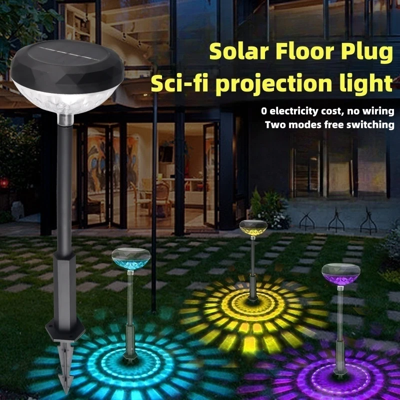 

Outdoor solar lawn lamp, projection water droplet, ground insertion lamp, breathing constant light, colorful road courtyard lamp