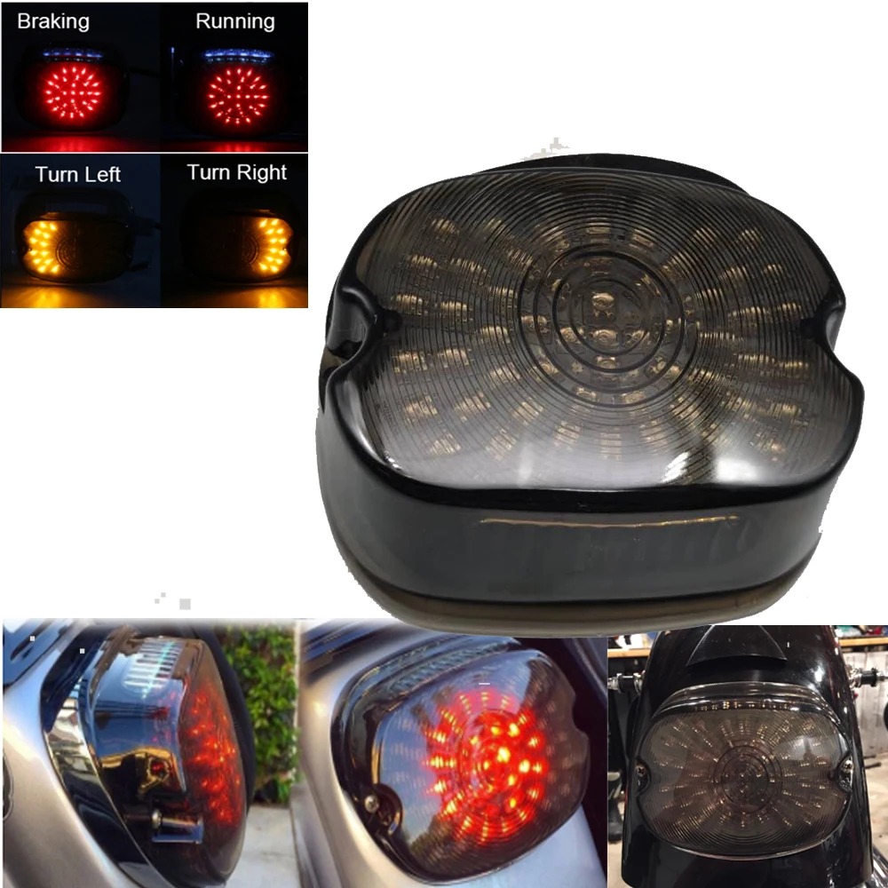 

Smoke/Red Brake Turn Signal License Plate Light led Tail Light for Harley Sportster Dyna FXDL Electra Glides Road King