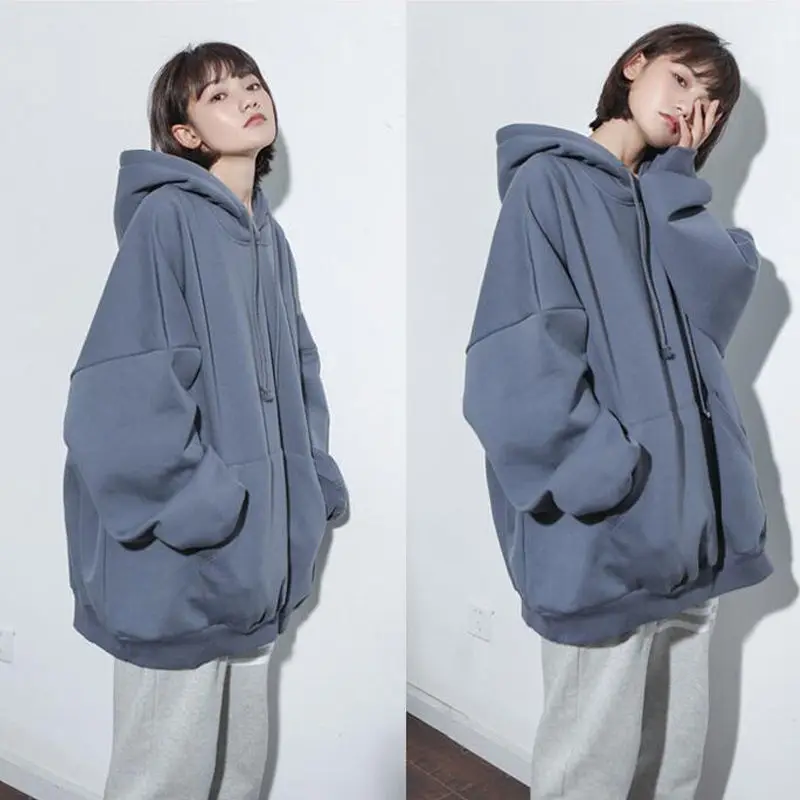 

Fleece Hoodies Women Hoodie Thick Sweatshirts Korean Hooded Sweatshirts Pullover Winter Hoodies Women Kawaii Oversized Hoodie