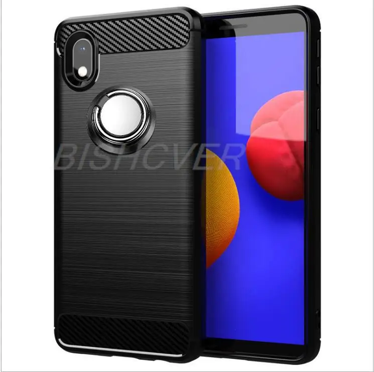 Роскошный Матовый чехол из углеродного волокна для SAMSUNG GALAXY A01 Core A013 A013F A013G A013M/DS, Магнитный чехол с кольцом-держателем