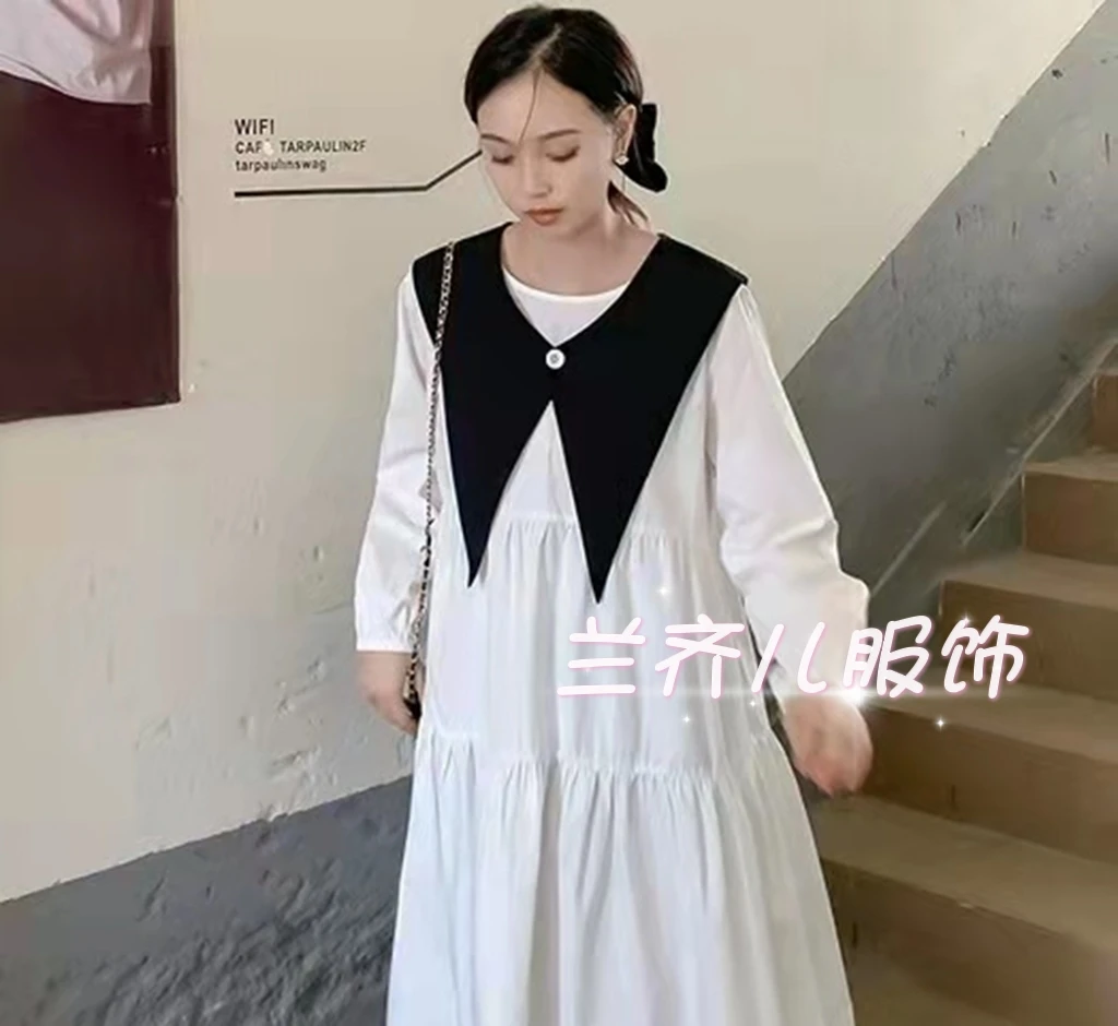 Simple Non-Pocket Pointed Collar Navy Sle Shawl Large Detachable Single All-Match Decorative Length V Neck