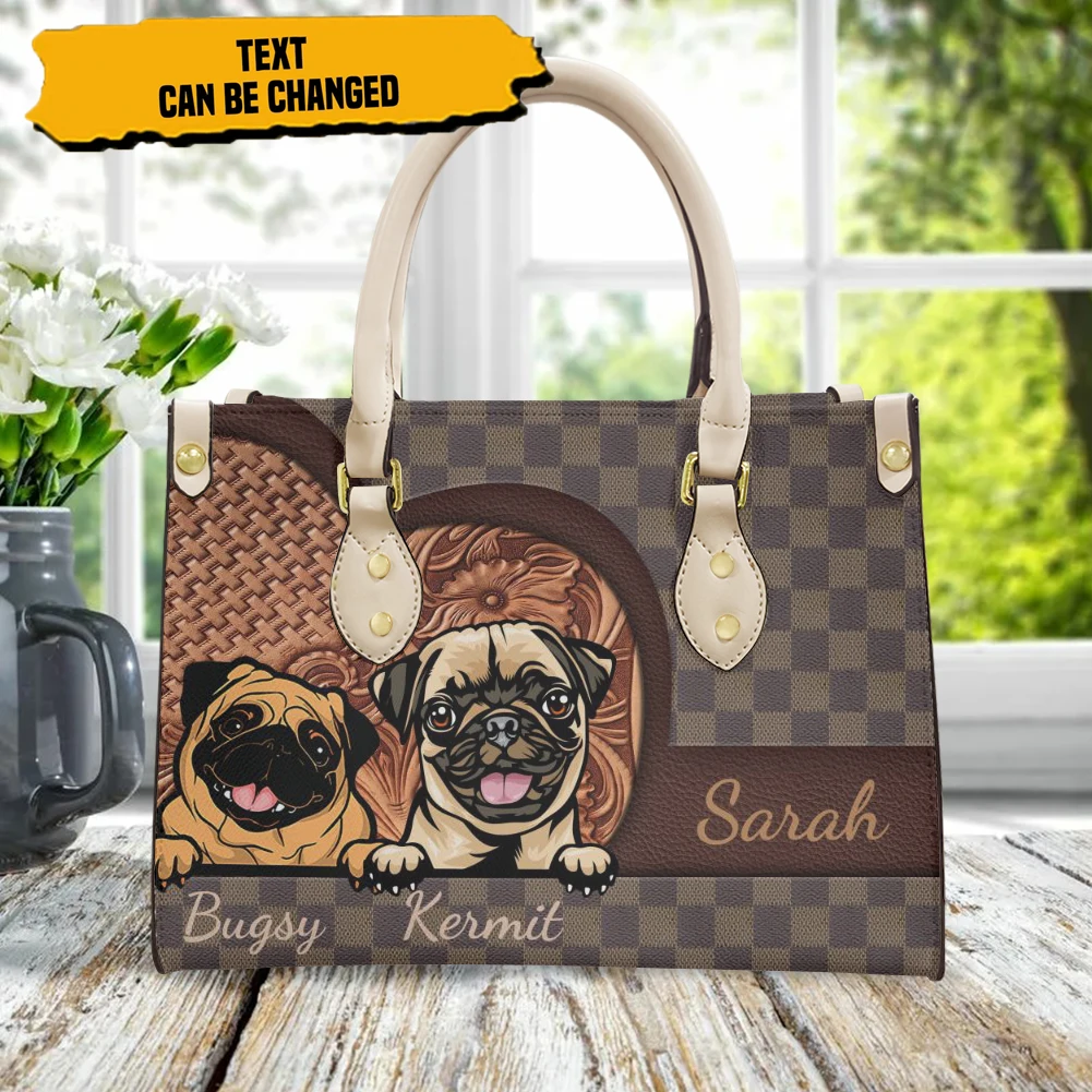 

FORUDESIGNS Cute Pug Dog Print Messenger Bags Custom Personalization Leisure Travel Bag Pu Leather Tote Handbag For Women Gift