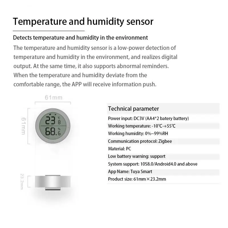 

Датчик температуры и влажности Tuya ZigBee, умный Высокоточный прибор для дома, с проводным щупом, работает с Alexa Google Home