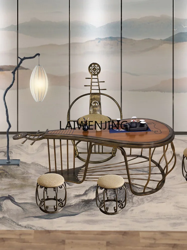 MJY чайный столик из массива дерева pipa кованого железа ретро антикварный стул