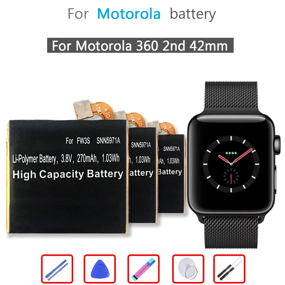 

Аккумулятор FW3S FW3L для Motorola Moto 360 Moto360 2nd 42 мм 46 мм SNN5962A, аккумулятор для часов