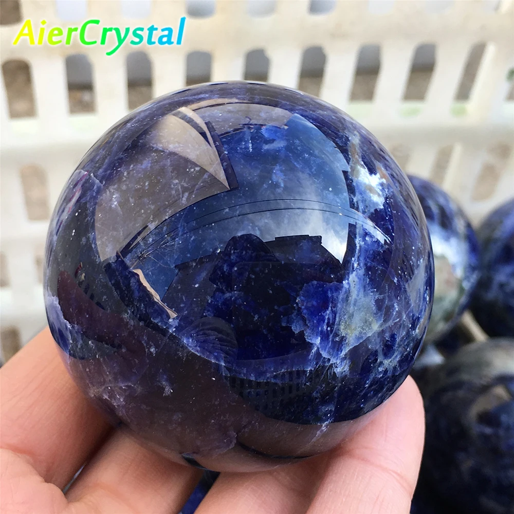 Natural Blue-Vein Quartz Ball Crystal Massage Polished Spheres Reiki Healing Room Decor Crystal Exquisite Souvenirs Sphere Gift