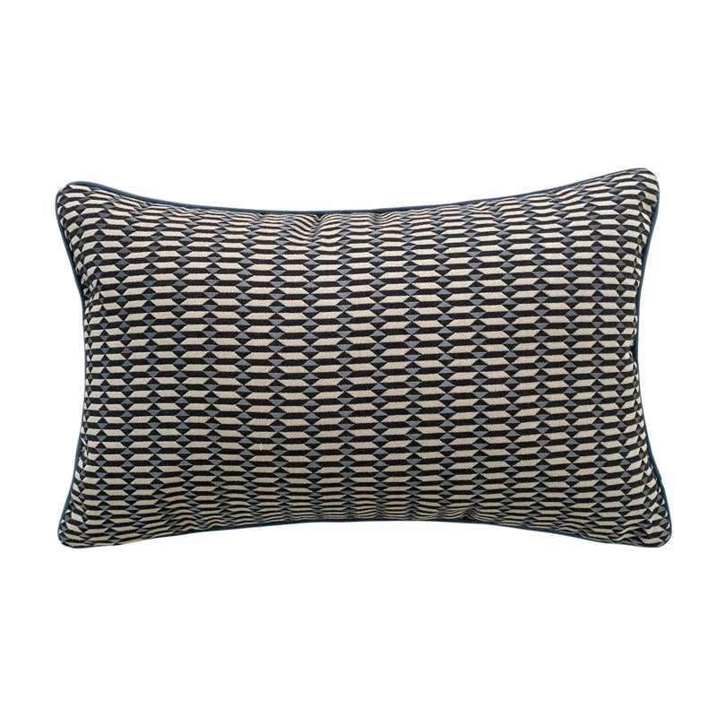 

Hinyeatex Heavy Lumbar Pillow Case Dark Grey Black Fashion Small Checks Woven Sofa Chair Floor Car 12x20" 1 Piece Pack
