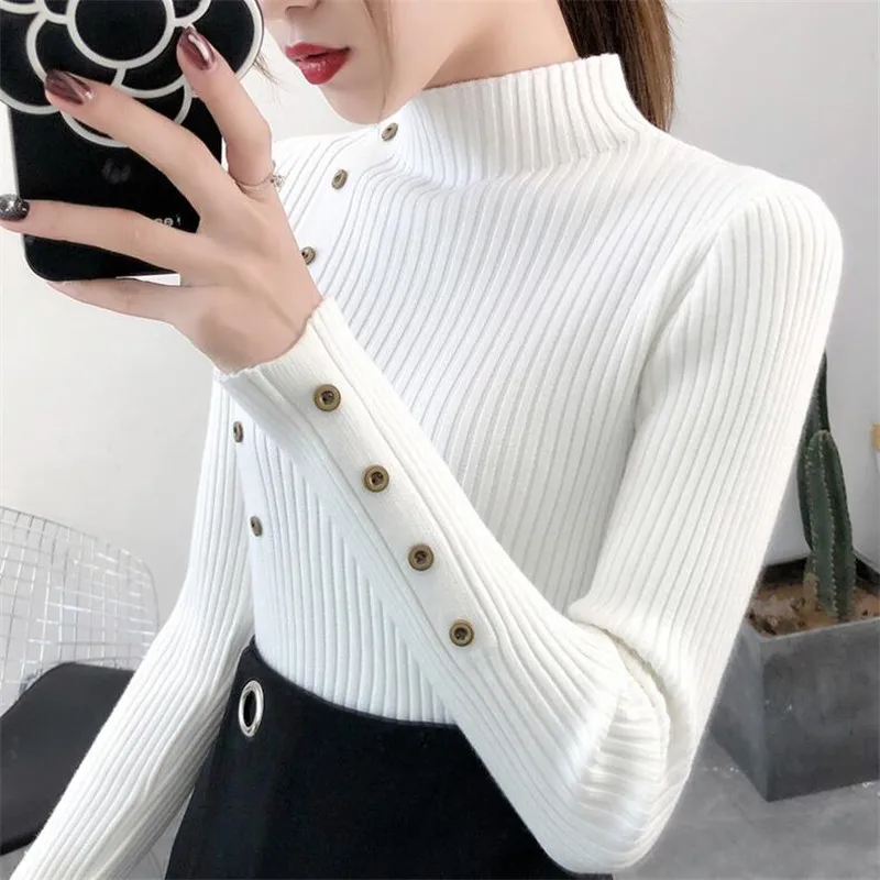 2022 Women Korean Fashion Solid Knitwears Autumn Slim Sweaters Knitted Female Pullovers Turtleneck Pull Femme Casual Clothing enlarge