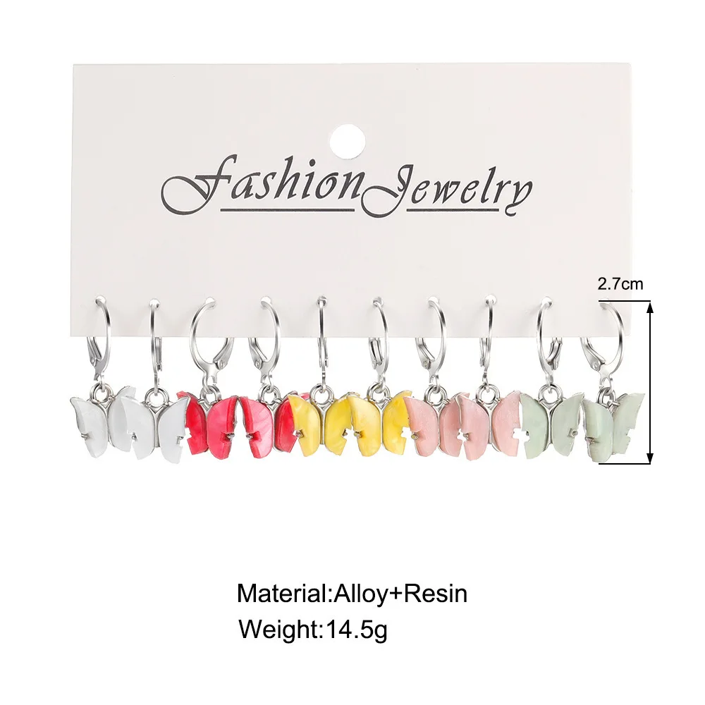Earring Set Colorful Butterfly Creative Earrings Women's Fashion Combination Earrings Classic Multi Style Jewelry Women