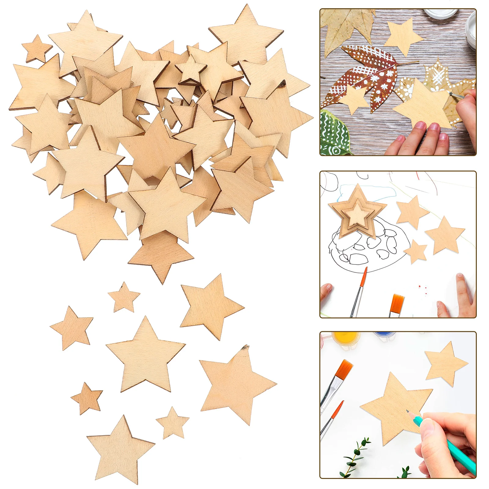 

Wooden Wood Star Cutouts Craft Ornaments Unfinished Pieces Crafts Embellishments Decorations Christmas Shapes Shape Stars Blank