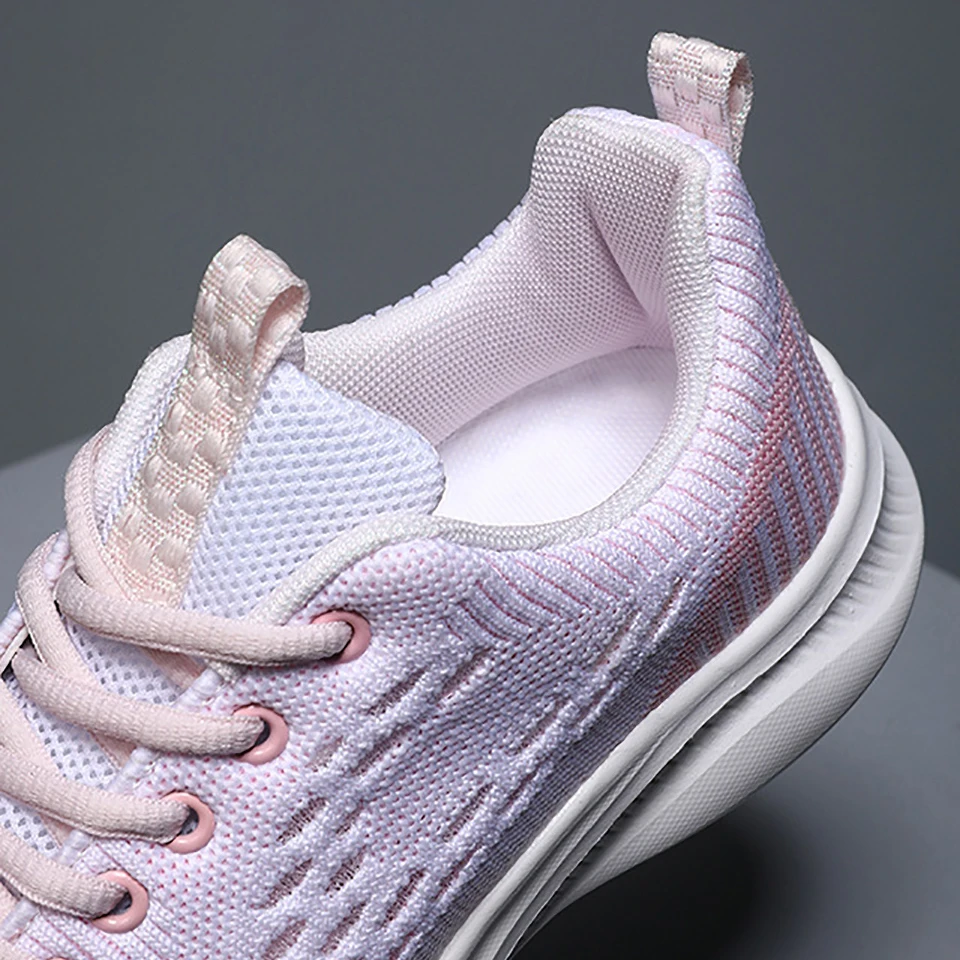 Loekeah Fashion Ladies Sports Shoes Light Breathable Mesh Casual Sneakers Lace-Up Running Footwear Comfortable Soft Shoes Tennis