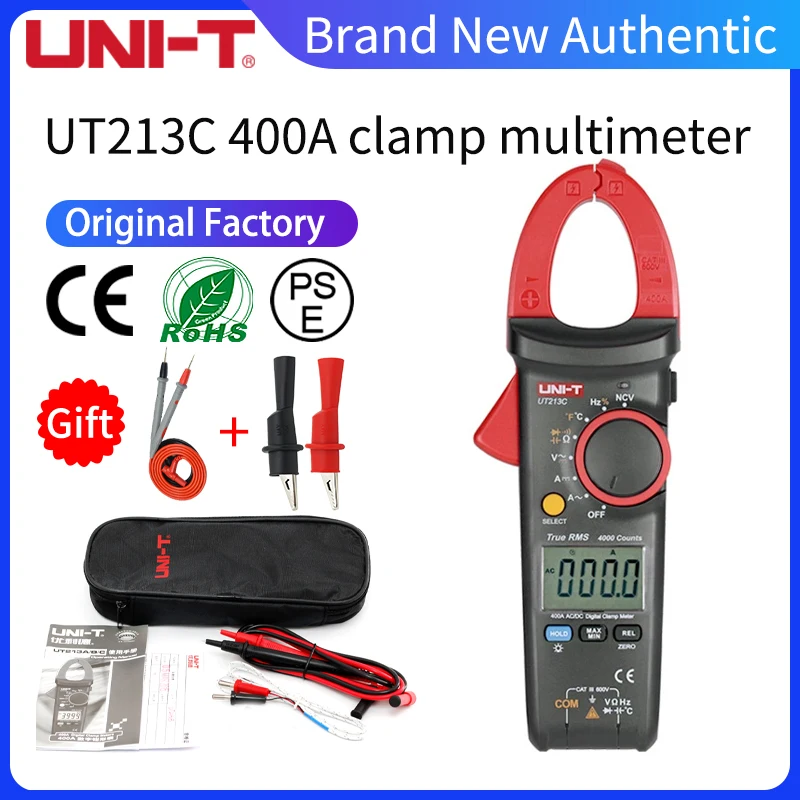 UNI-T 400A Clamp Meter UT213B 213C series Resistance Capacitance TRMS AC DC Current Voltage Temperature tester NCV flashlight