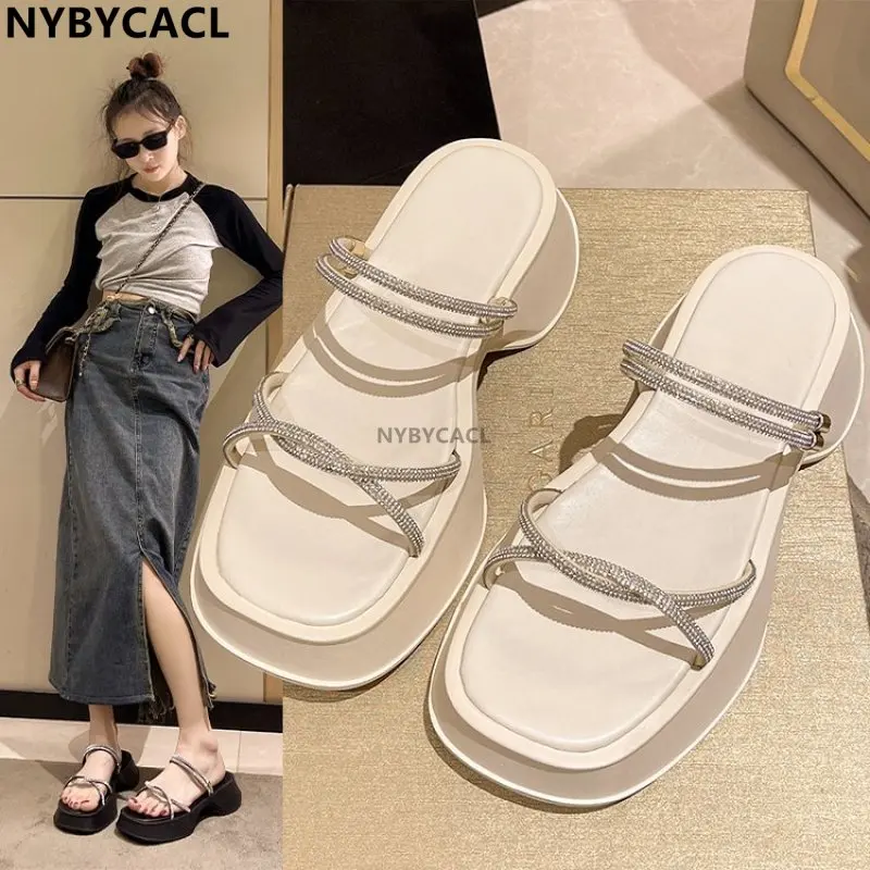 

Design Open Toe Women Sandals Summer Fashion Narrow Band Dress Shoes Platform Wedges Heel Ladies Ankle Strap Gladiator Sandalias