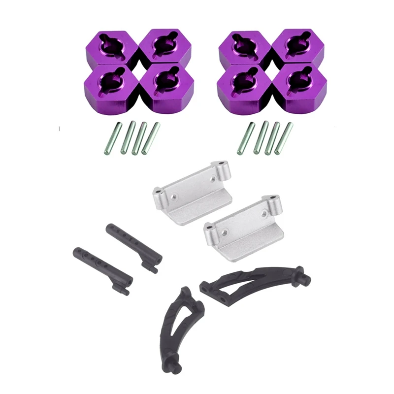

1Set A959-04 Tail Wing Holder Set For 1/18 Wltoys A959 & 8Pcs Hexagon Wheel Seat 12MM Coupler With Pin Purple