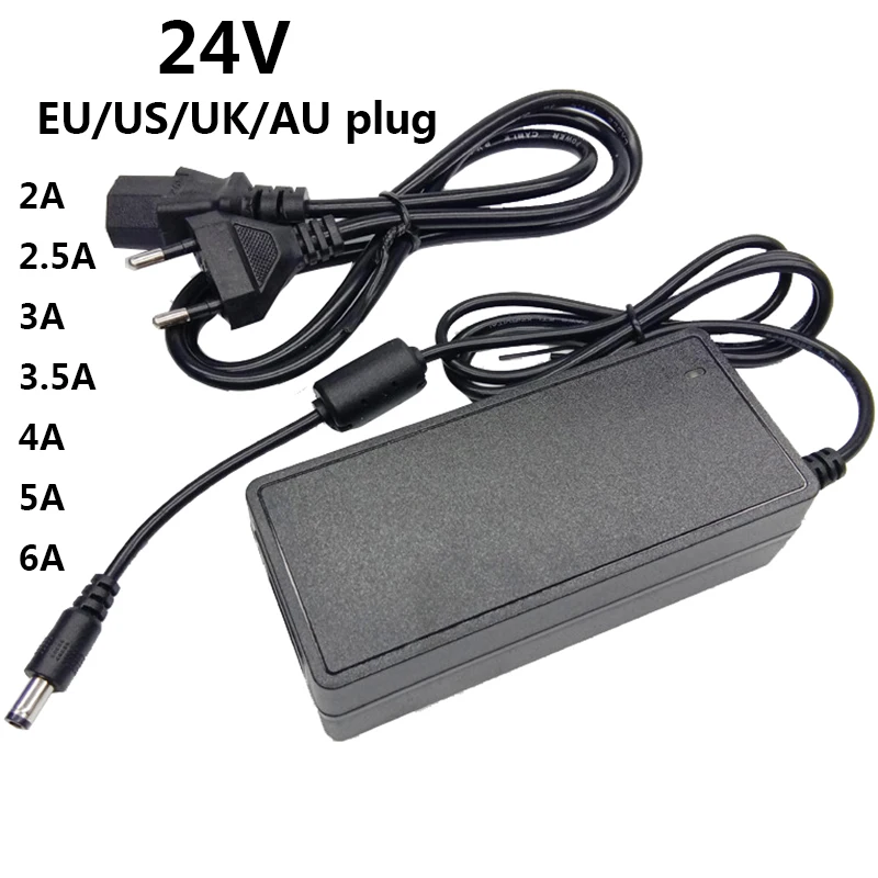 

24V 2A 2.5A 3A 3.5A 4A 5A 6A Universal Power Adapter Supply AC to DC 24 V Volt 2500mA 3500MA Converter Transformer 5.5mmx2.1mm