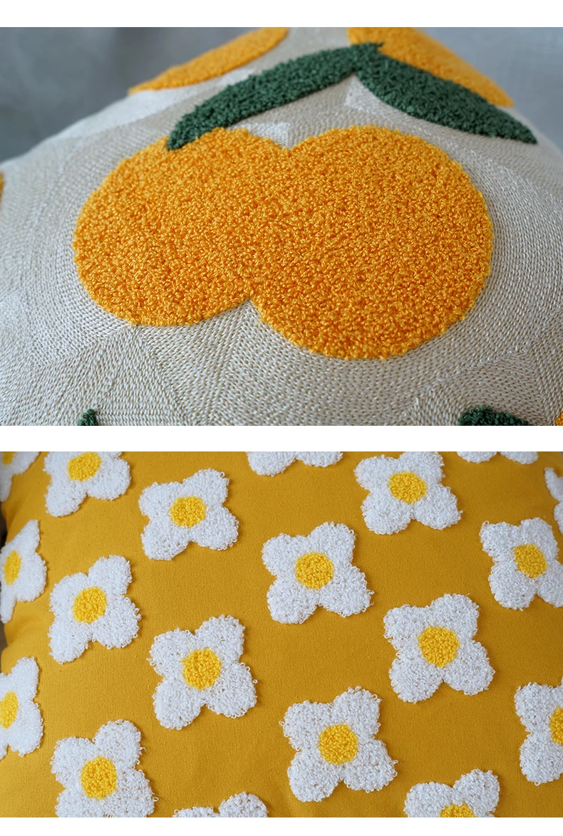 Декоративный чехол для дивана с оранжевыми цветами жаккардовая наволочка одной