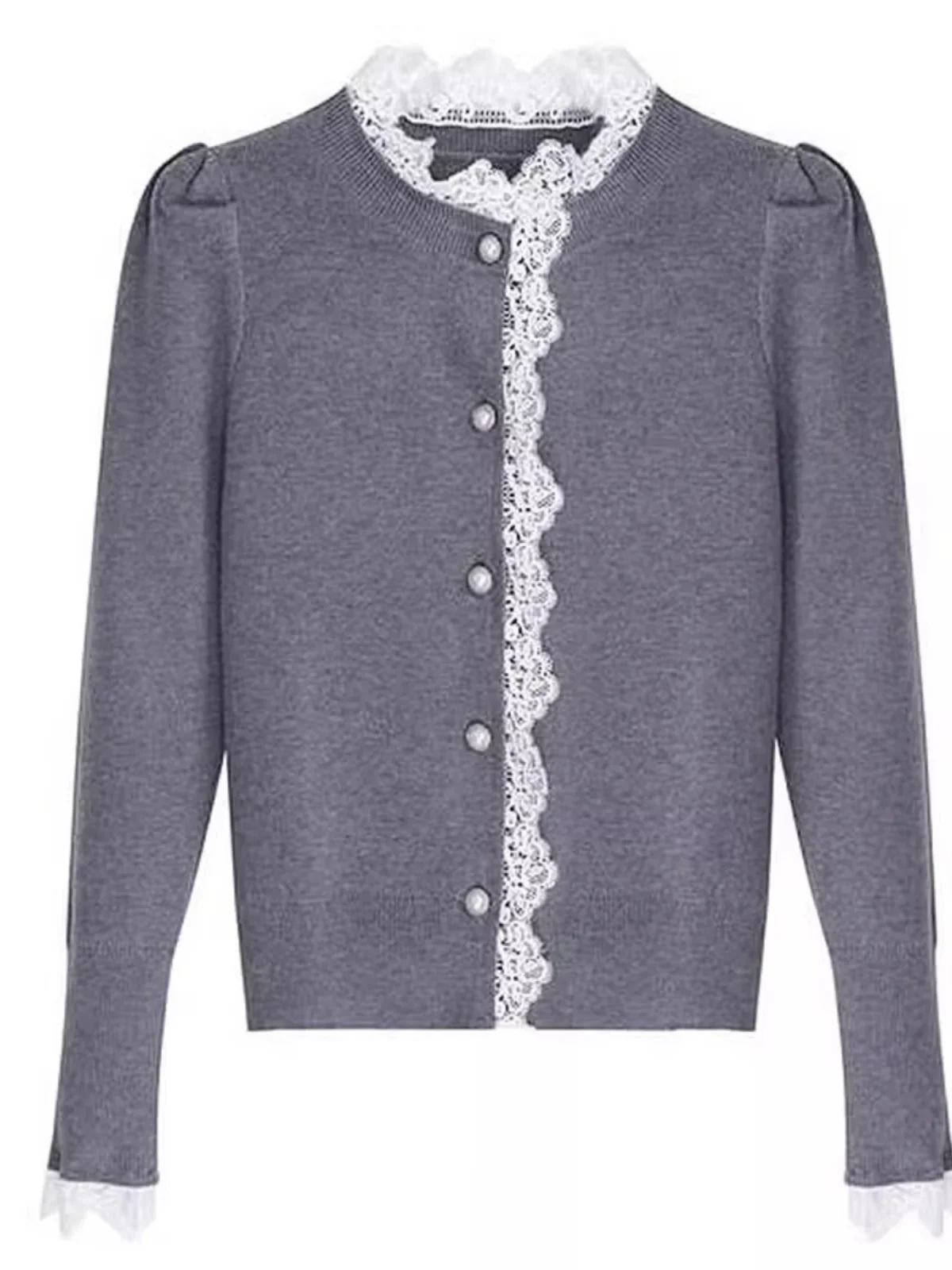Модный вязаный кардиган с кружевной строчкой женский свитер длинными рукавами