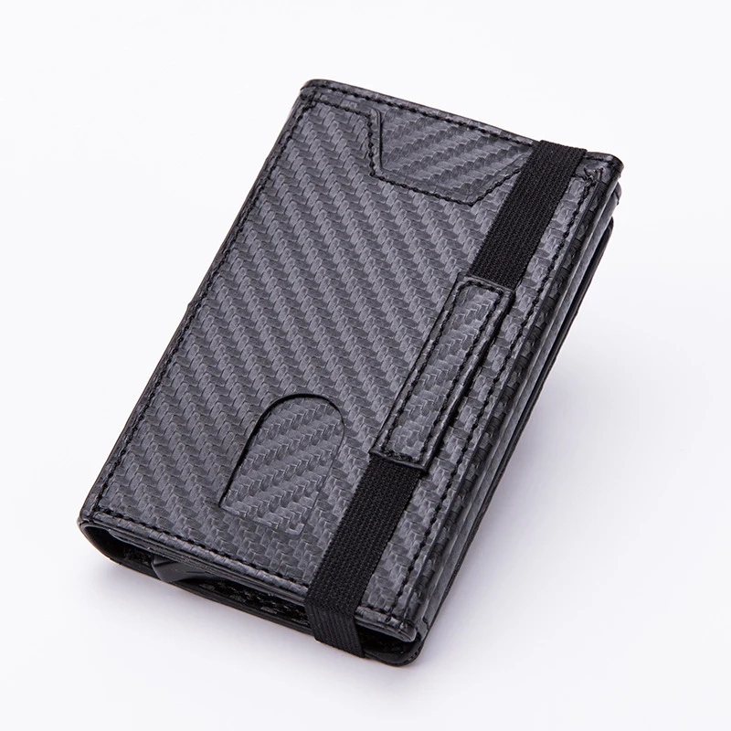 New Arrival Carbon Fiber Men Credit Card Holder Blocking Rfid Wallet Leather Unisex Security Information Aluminum Metal Purse