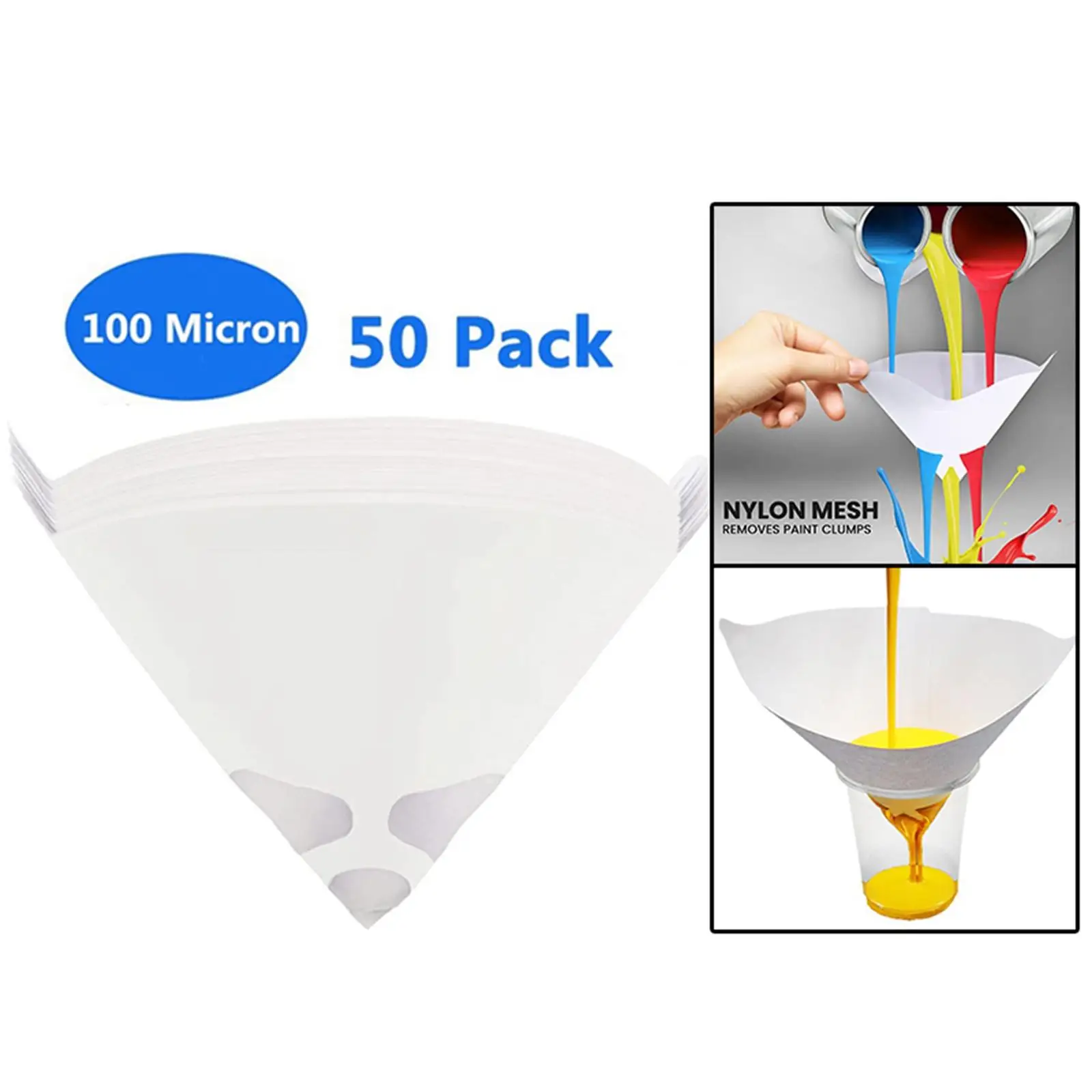 

50Pack Set Cone Funnel Paint Cone Strainer for Automotive 3D Printing Resin