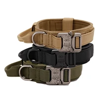 tactical pet collar outdoor adjustable medium and large traction dog collar military dog collar heavy metal buckle handle
