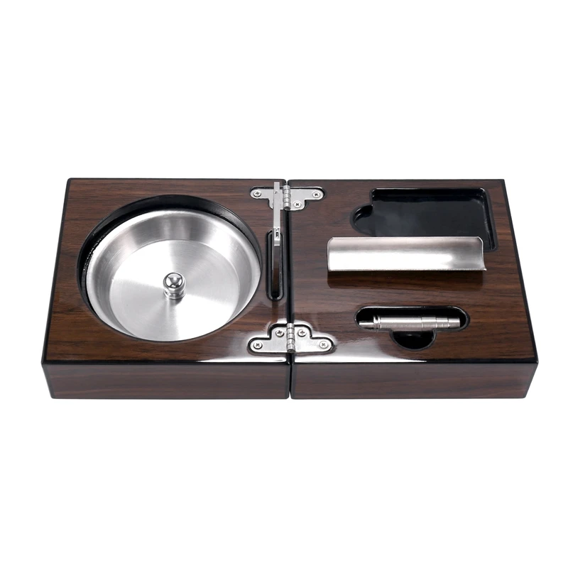 

Cuban Cigar Ashtray Wood Square Box Include Cigar Cutter Holder And Hole Opener Cigar Case Humidor Smoking Accessories