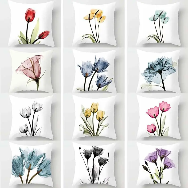 

Colorful Flower Pattern Cushions 45x45 Valentines Day Decorative Pillowcase Polyester Cushion Cover Sofa Home Decor Throw Pillow