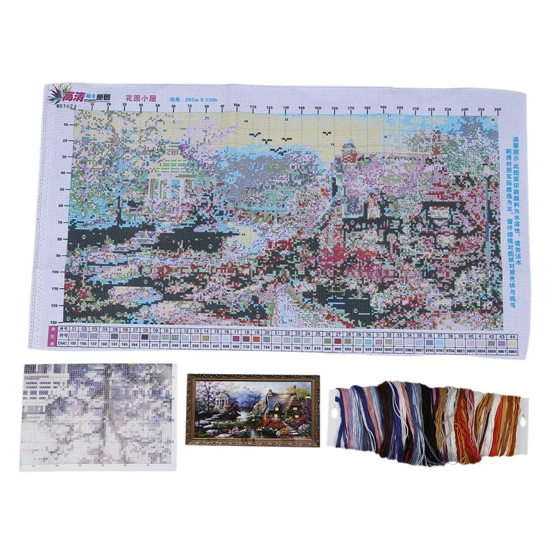 

Diy handmade cross-needle embroidery garden cottage design kits for home decoration embroidered cloth 68 * 38CM
