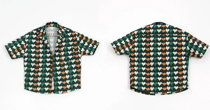 

Модель рубашки с коротким рукавом и сердечком для мужчин, масштаб 1/6