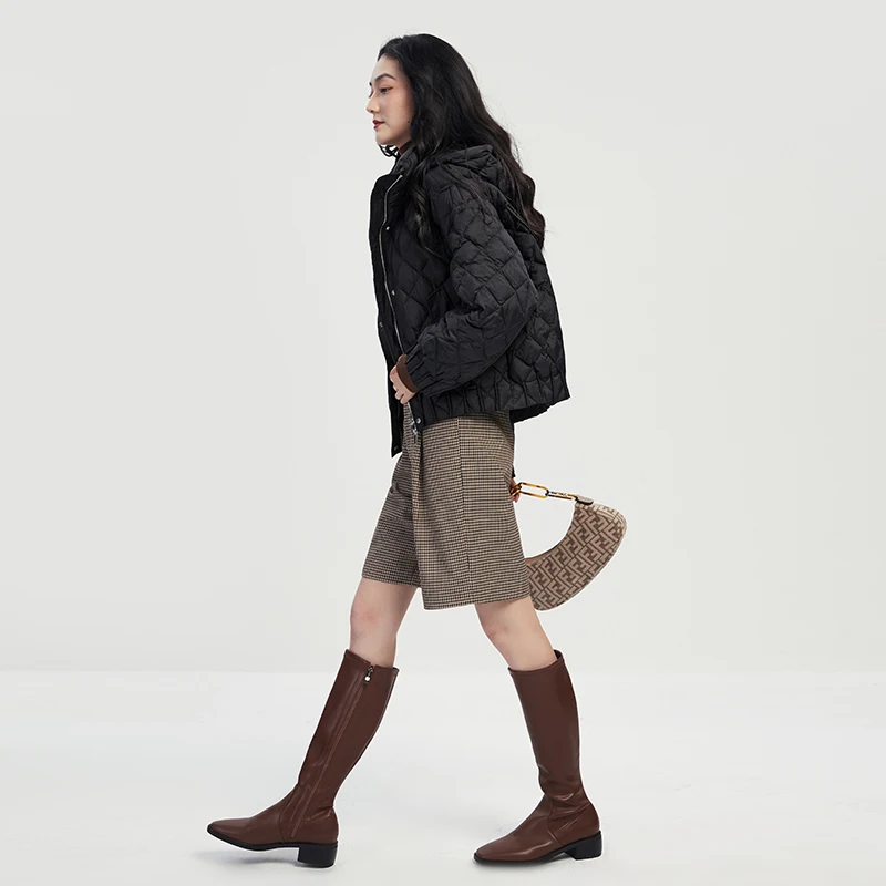 High Quality Thin Abrigos Mujer Invierno 2022  Winter Coat Women  90%  White Duck Down Hood Casual  Winter  Zipper