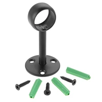 2 pcs black flange rod holders matching screws fit ceiling wall hanging balcony clothes drying pole curtain closet shower rod