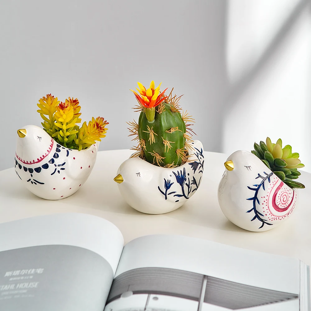 

Nordic Style Ethnic Patterns Bird Flowerpot Balcony Decorations Pots for Plants Desk Accessories Pots for Succulent Plant Gift