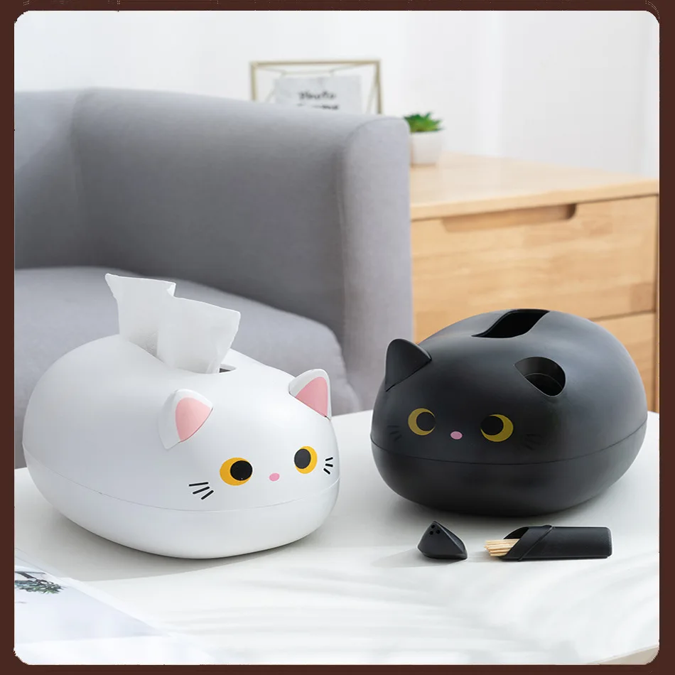 Кавайная кошка коробка для салфеток Настольный держатель туалетной бумаги