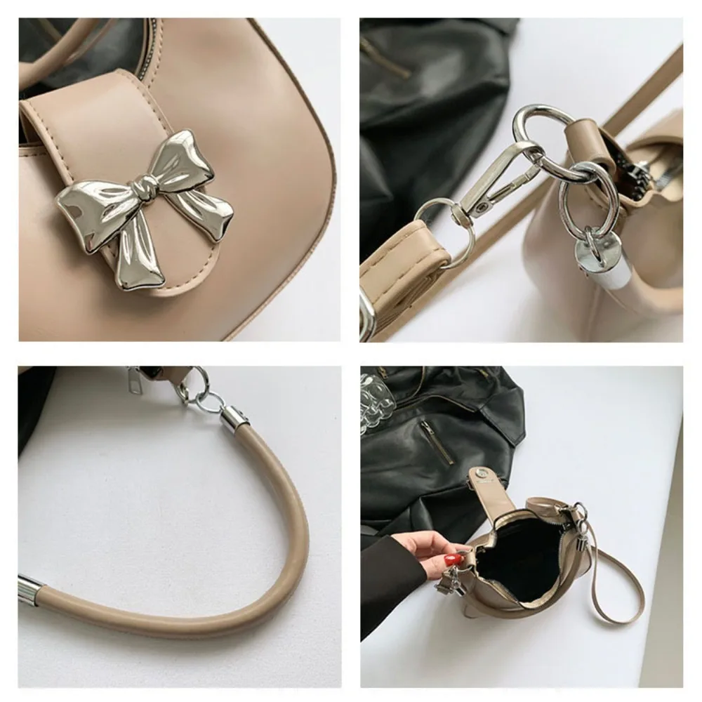 2024 модная сумка через плечо с бантом на подмышках однотонная женская