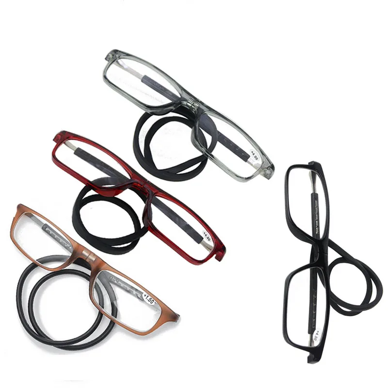 

Очки для чтения с регулируемым эластичным ремешком на шею для мужчин и женщин, портативные, высококлассные, из материала TR, с квадратной опр...