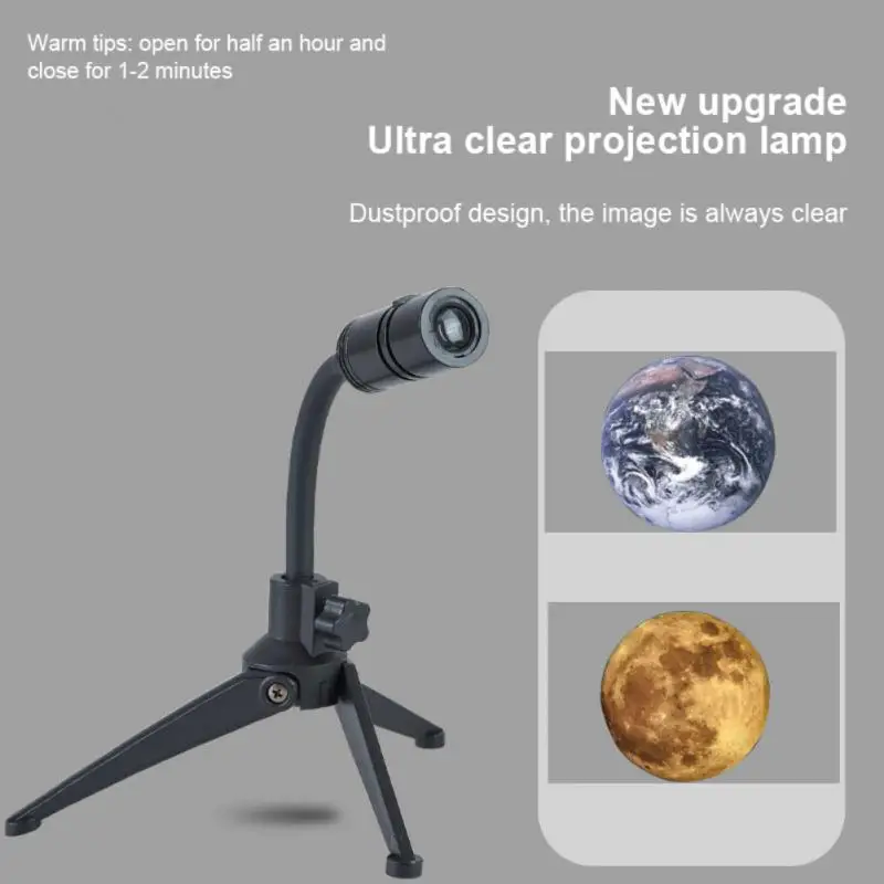 

360° Rotatable Moon Lamp Earth Planet Projector Lamp Bracket USB Moon Led Night Light Planet Projection Lamp Room Decor